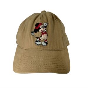 Disney Golf Hat Cap tan kakhi Strap Back Mickey Mouse Golfer Pro Collection Vint